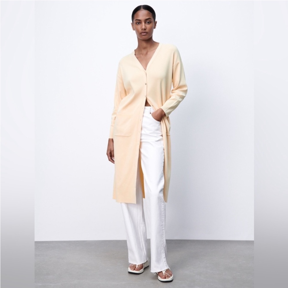 Zara knit ecru dress cardigan duster